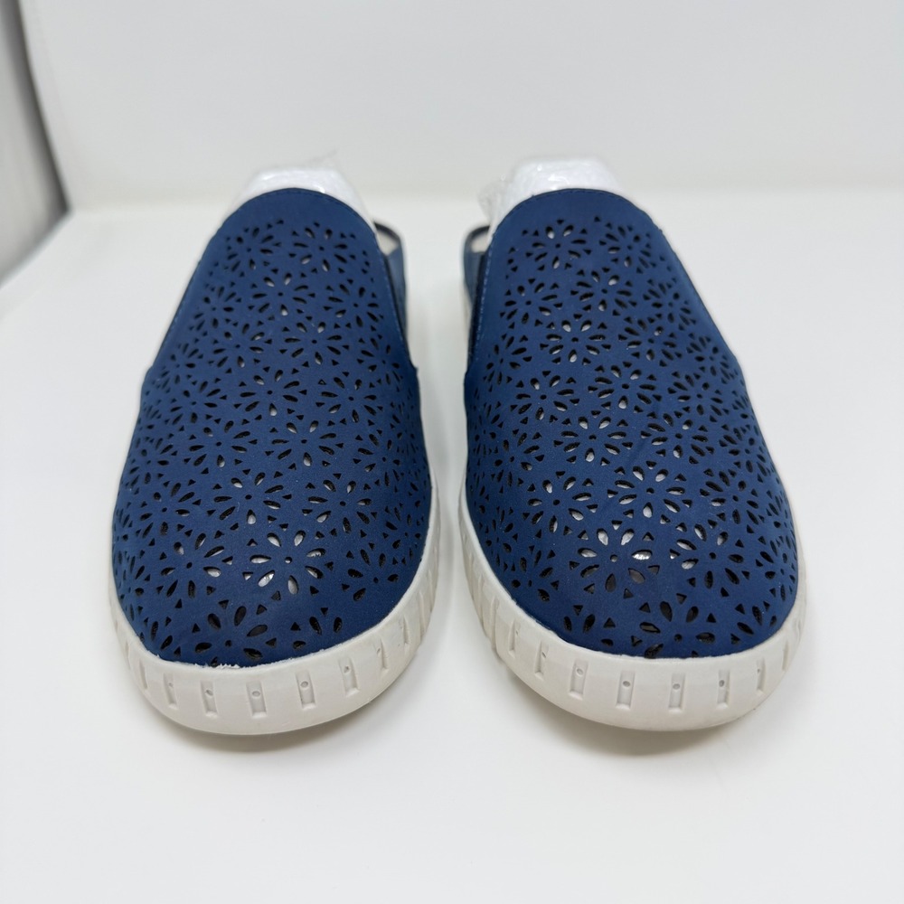 J Sport Women's 7 Blue Floral Mule S2FLM73 Laser Cut Slip On Comfort Clog - Picture 3 of 13
